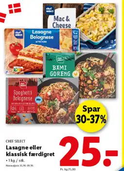 Lidl CHEF SELECT Lasagne eller klassisk færdigret tilbud