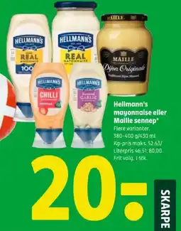 Coop 365 HELLMANN'S mayonnaise eller Maille sennep tilbud