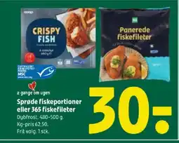 Coop 365 Sprøde fiskeportioner eller 365 fiskefileter tilbud