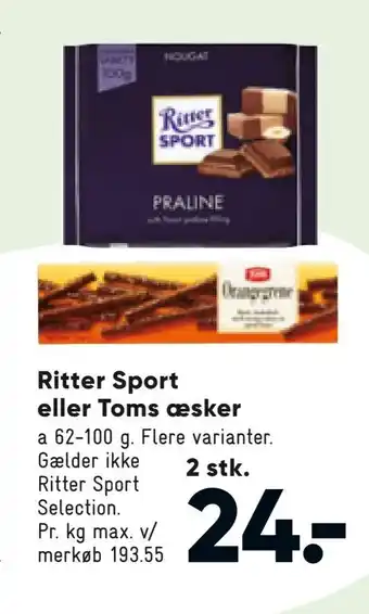 Bilka Ritter Sport eller Toms æsker tilbud