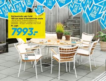 Bilka Kerteminde sæt hvid 150 cm med 6 kerteminde stole tilbud