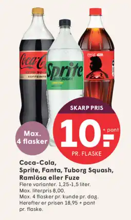 SPAR Coca-Cola, Sprite, Fanta, Tuborg Squash, Ramlösa eller Fuze tilbud