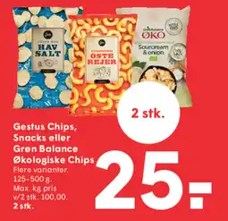 SPAR Gestus Chips, Snacks eller Grøn Balance Økologiske Chips tilbud