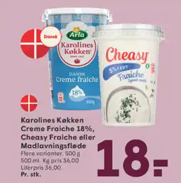 SPAR Karolines Køkken Creme Fraiche 18%, Cheasy Fraiche eller Madlavningsfløde tilbud