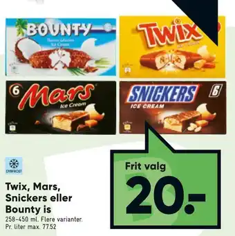 Bilka Twix, Mars, Snickers eller Bounty is tilbud