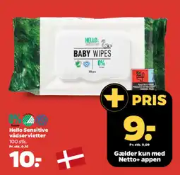 Netto Hello Sensitive vådservietter tilbud