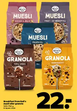 Netto Breakfast from Bell's mysli eller granola tilbud