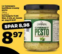 Netto LA CAMPAGNA Basilikum creamy pesto tilbud