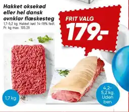 Bilka Hakket oksekød eller hel dansk ovnklar flæskesteg tilbud