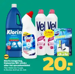 Netto Klorin rengøring, domestos wc-sticks eller vel opvaskemiddel tilbud