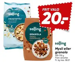 Bilka SALLING Mysli eller granola tilbud