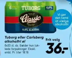 Bilka Tuborg eller carlsberg alkoholfri øl tilbud
