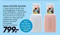 Bilka Instax mini link 3 printer, DKK 799 tilbud