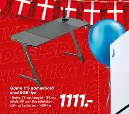 Bilka Game Y’S gamerbord med RGB-lys, DKK 1111 tilbud