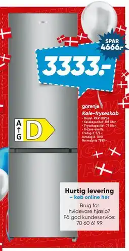 Bilka GORENJE Køle-fryseskab, DKK 3333 tilbud