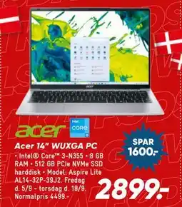 Bilka Acer 14” WUXGA PC, DKK 2899 tilbud