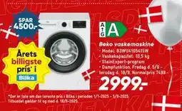 Bilka Beko vaskemaskine, DKK 2999 tilbud