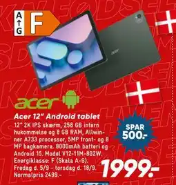 Bilka Acer 12” Android tablet, DKK 1999 tilbud