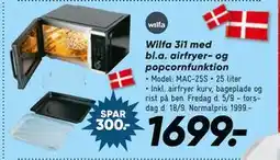 Bilka Wilfa 3i1 med bl.a. airfryer- og popcornfunktion, DKK 1699 tilbud