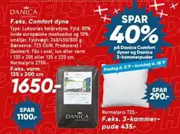 Bilka SPAR 40% på Danica Comfort dyner og Danica 3-kammerpuder tilbud