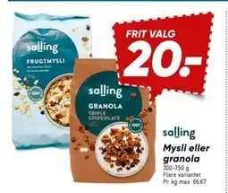 Bilka Mysli eller granola, DKK 20 tilbud