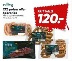 Bilka XXL pølser eller spareribs, DKK 120 tilbud
