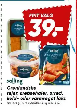 Bilka Grønlandske rejer, krebsehaler, ørred, kold- eller varmrøget laks, DKK 39 tilbud