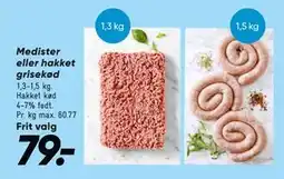 Bilka Medister eller hakket grisekød, DKK 79 tilbud