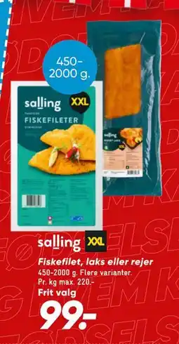 Bilka Fiskefilet, laks eller rejer, DKK 99 tilbud