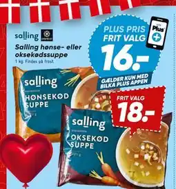Bilka Salling hønse- eller oksekødssuppe, DKK 18, App-pris tilbud