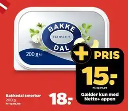 Netto Bakkedal smørbar, DKK 18, App-pris tilbud