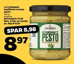 Netto La Campagna basilikum creamy pesto, DKK 8.97 tilbud