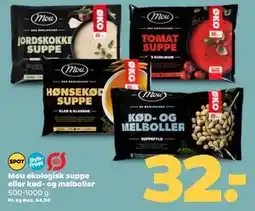 Netto Mou økologisk suppe eller kød- og melboller, DKK 32 tilbud