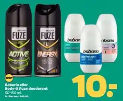 Netto Babaria eller Body-X Fuze deodorant, DKK 10 tilbud