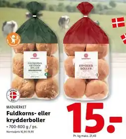 Lidl Fuldkorns- eller krydderboller, DKK 15 tilbud