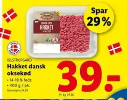 Lidl Hakket dansk oksekød, DKK 39 tilbud