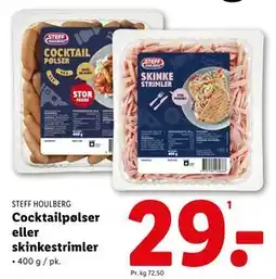 Lidl Cocktailpølser eller skinkestrimler, DKK 29 tilbud