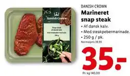 Lidl Marineret snap steak, DKK 35 tilbud