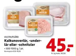 Lidl Kalkunoverlår, -underlår eller -schnitzler, DKK 45 tilbud