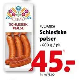 Lidl Schlesiske pølser, DKK 45 tilbud