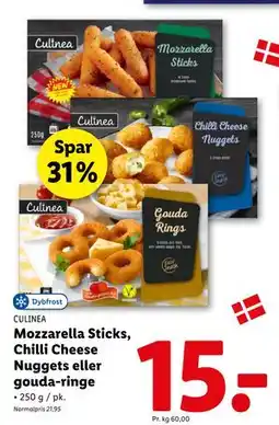 Lidl Mozzarella Sticks, Chilli Cheese Nuggets eller gouda-ringe, DKK 15 tilbud