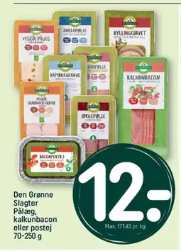 REMA 1000 Den Grønne Slagter Pålæg, kalkunbacon eller postej tilbud