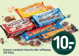 REMA 1000 Cream's sandwich biscuits eller toffypops tilbud