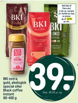 REMA 1000 BKI extra, guld, økologisk special eller Black coffee instant tilbud