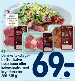 REMA 1000 Danske tykstegs- bøffer, kalve osso buco eller kalvesteaks med krydderurter tilbud