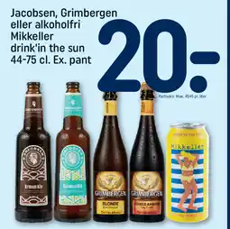 REMA 1000 Jacobsen, Grimbergen eller alkoholfri Mikkeller drink'in the sun Ex. pant tilbud