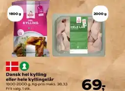 Kvickly Dansk hel kylling eller hele kyllingelår tilbud