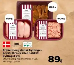Kvickly Frijsenborg dansk kyllinge- bryst, lårmix eller hakket kylling 3-7% tilbud