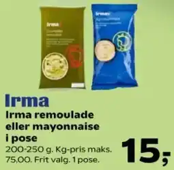 Kvickly Irma Irma remoulade eller mayonnaise i pose tilbud