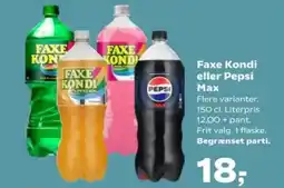 Kvickly Faxe Kondi eller Pepsi Max tilbud